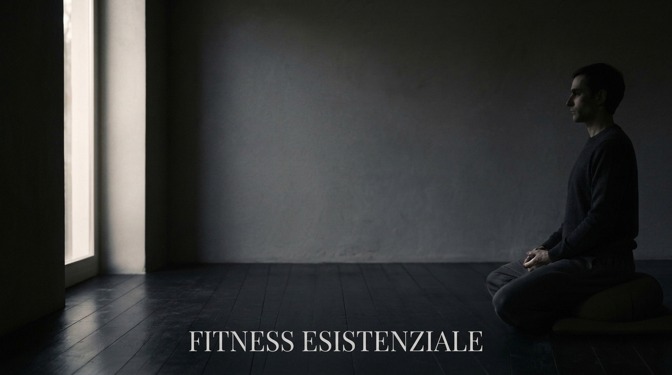 Fitness Esistenziale — una figura in meditazione nel vuoto